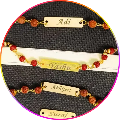 Metal Rakhi with Rudraksh