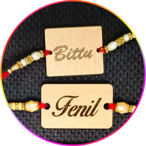 Wooden Name Rakhi (Design 3)